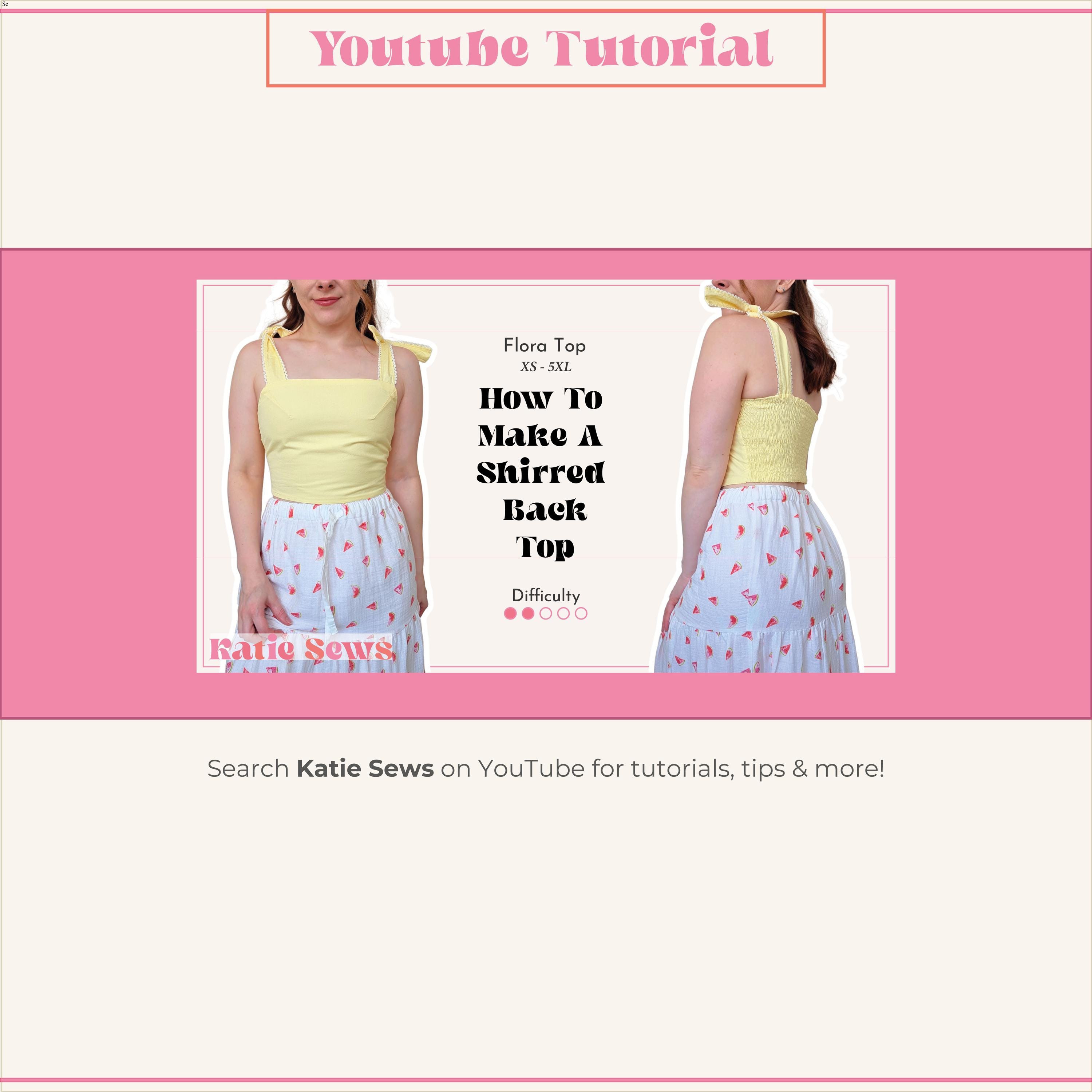 Women's Shirred Back Top Sewing Pattern | Digital PDF Sewing