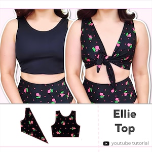 Women's Reversible Sleeveless 4 Way Tie Front Top | Bikini Top | Digital PDF Sewing Pattern | XS - 5XL | Instant Download