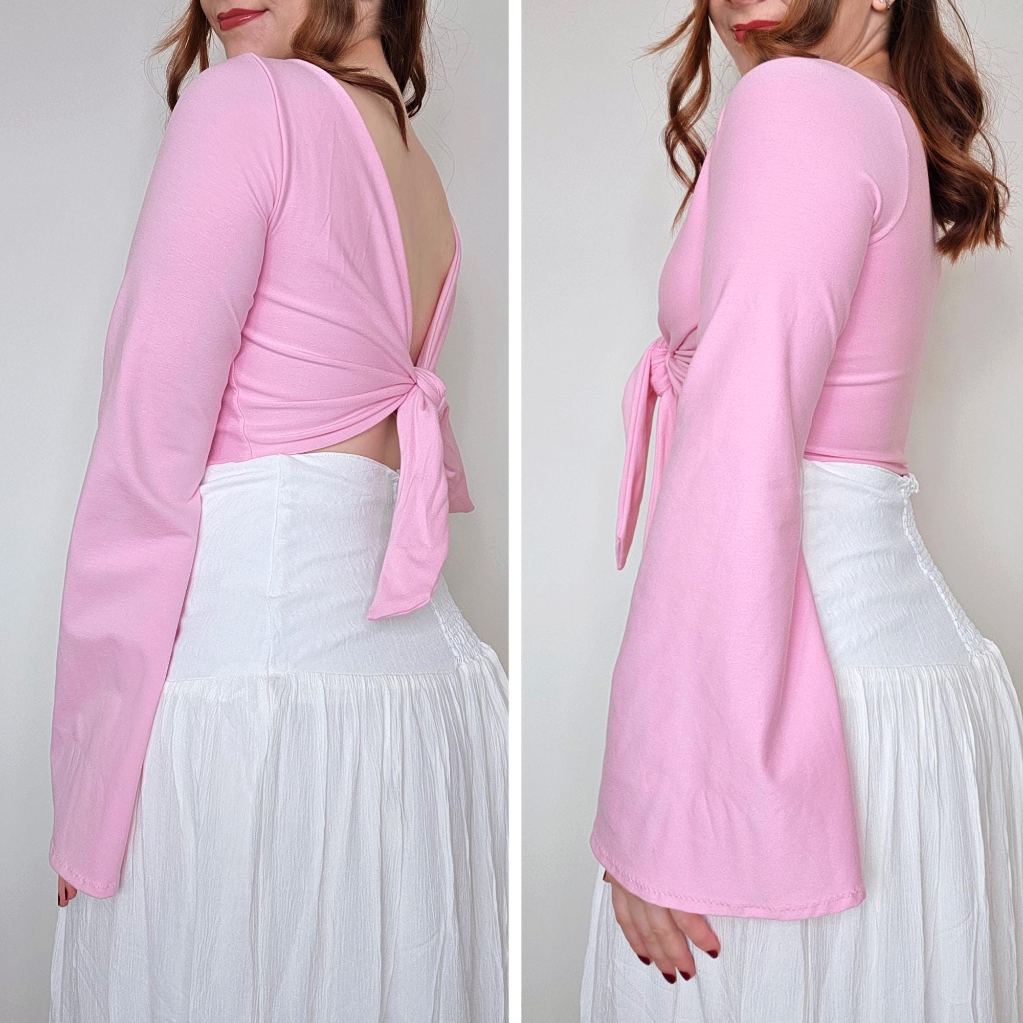 Tie Front Crop Top Sewing Pattern: Flared Sleeve (digital