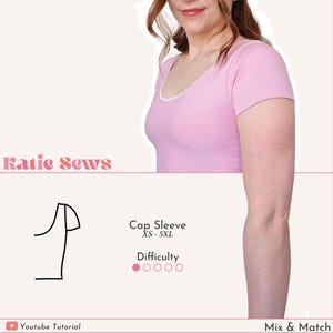 Cap Sleeve Sewing Pattern | Mix & Match | Add on Sleeves | Digital PDF Sewing Pattern | XS - 5XL | Instant Download