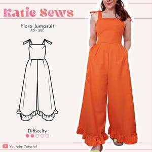 Women&#39;s Shirred Back Jumpsuit Sewing Pattern | With Pockets | Digital PDF Sewing Pattern | XS - 5XL | Instant Download | Beginner Friendly