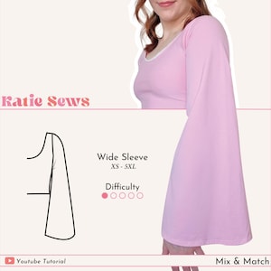 Wide Sleeve Sewing Pattern: Mix & Match Sleeves (Digital PDF XS-5XL)