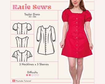 Button Front Dress Sewing Pattern (Digital PDF XS-5XL)