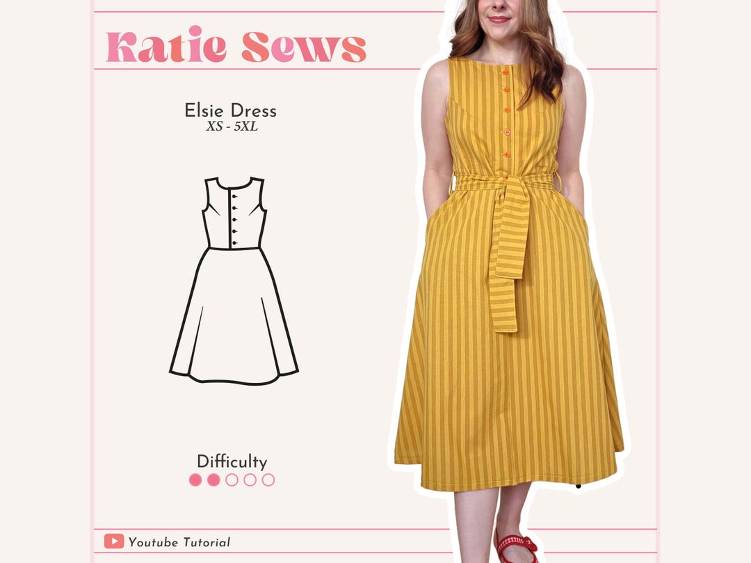 Women's Button-up Dress Sewing Pattern With Pockets (digital PDF XS-5XL ...