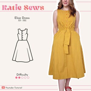 Women's Button-Up Dress Sewing Pattern with Pockets (Digital PDF XS-5XL)