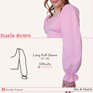 Long Puff Sleeve Sewing Pattern: Mix & Match Sleeves (Digital PDF XS-5XL)