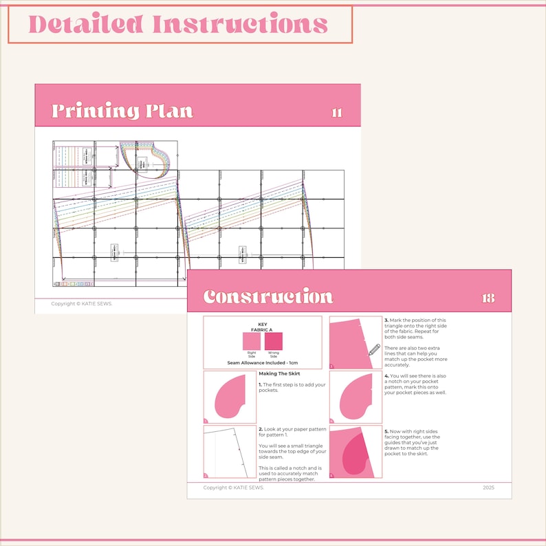 A-Line Skirt Sewing Pattern: Half Elastic Waist, With Pockets (Digital PDF XS-5XL) image 5