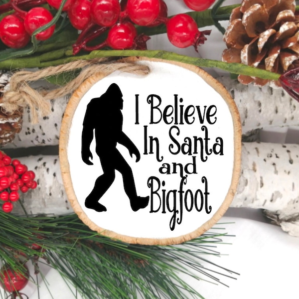 Bigfoot Svg, Yeti Svg, Sasquatch Svg, Bigfoot Christmas Ornament Svg, I Believe In Santa And Bigfoot Svg, Instant Digital Download