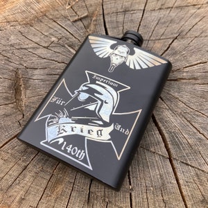 Death Korps Flask Stainless Steel, 8oz Funnel Included