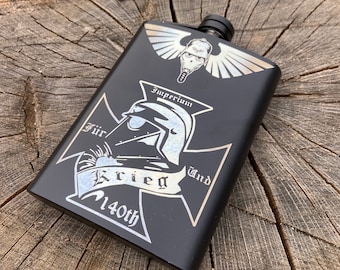 Death Korps Flask Stainless Steel, 8oz Funnel Included