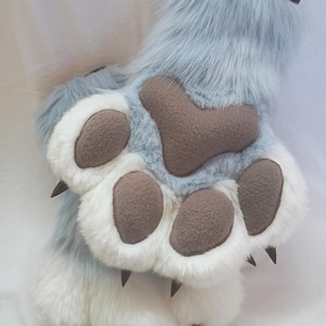 Fursuit Puffy Paws Blue and White Pre-made