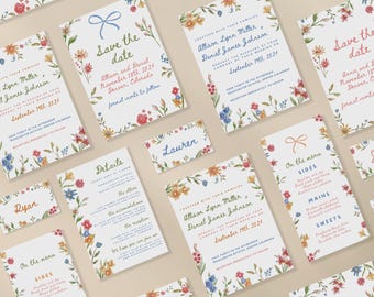 Watercolor Floral Wedding Template Set (Digital Download)