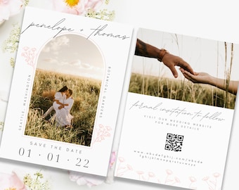 Floral Arch Photo Save the Date Template | Canva Digital Download