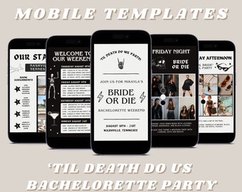 Til Death Do Us Party Bachelorette Mobile Templates | Goth Bride or Die Itinerary