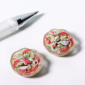 Dollhouse miniature 1:12  Salad with cucumbers and tomatoes.