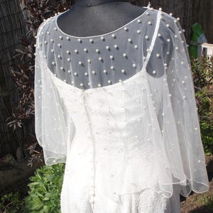 Pearl Bridal Cape: Wedding Dress Cover Up - Ivory Champagne