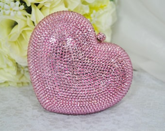 Vintage Yves Saint Laurent Heart Jewel Compact, Rhinestone YSL