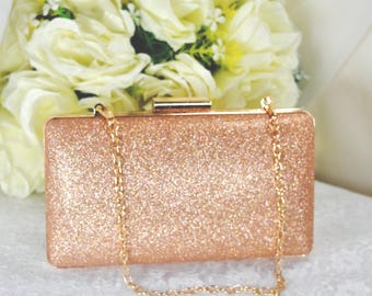 Handmade Rose Gold Glitter Clutch: Wedding Evening Bag
