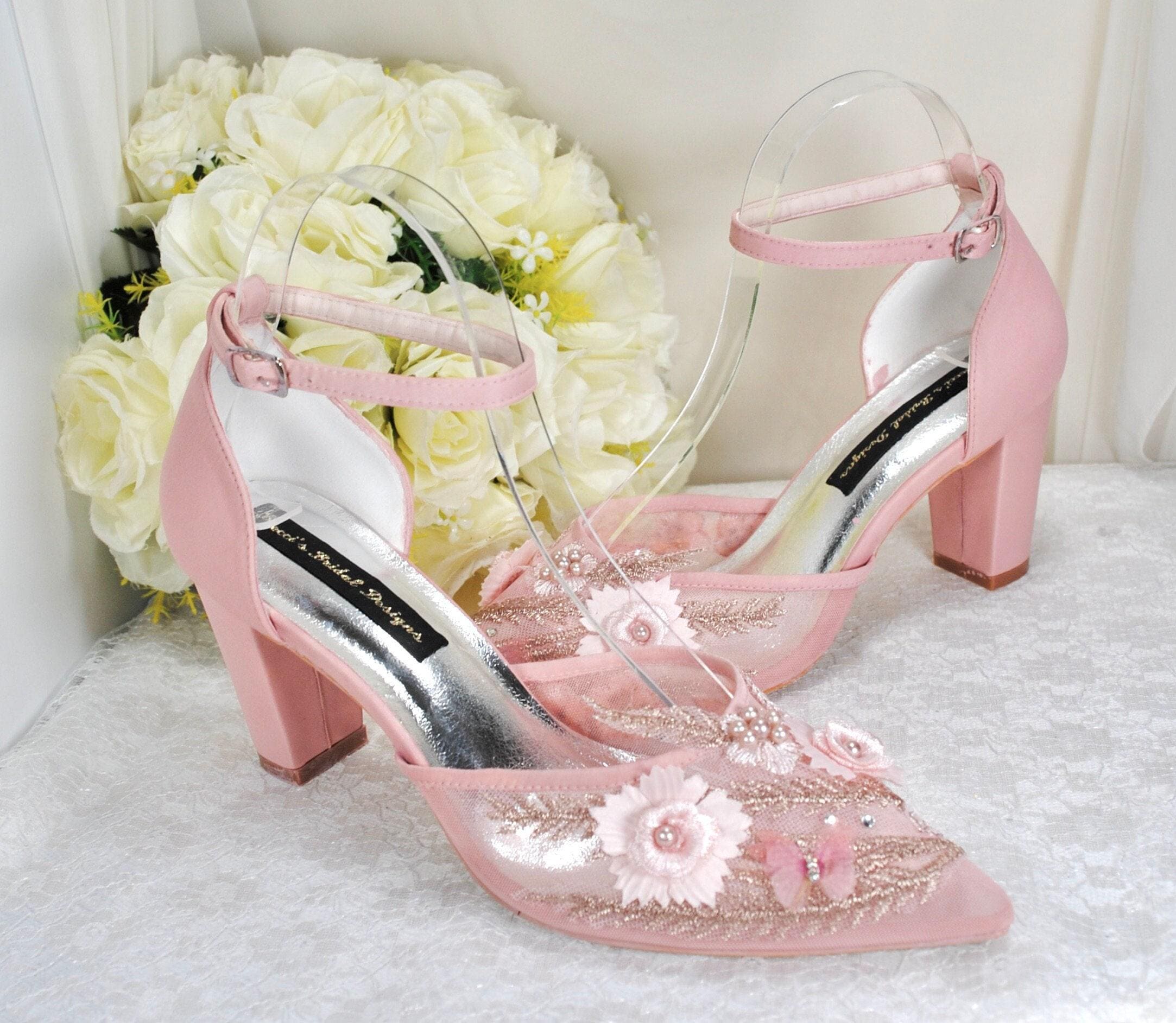 Floral Pink Heels Etsy