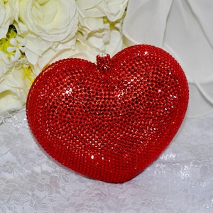Beautifully Handmade Crystal Purse, Rhinestone Bling Embellished Clutch Bag with Chain Strap