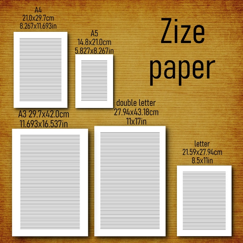 Printable Lined Paper PDF. Wide Ruled Paper. College Ruled Paper ...