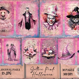 Pink Gothic Junk Journal Kit, Halloween Junk Journal Paper Gothic Junk Journal Printable Page, Digital Collage Sheet Vintage Ephemera