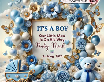 3D It's a Boy Pregnancy Announcement | Digital Baby Announcement | Boy Gender Reveal | Baby Shower | Social Media Facebook Instagram TikTok