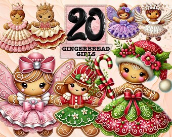 Gingerbread Girl Clipart, Christmas Clipart, Festive Clipart, Christmas PNG, Commercial Use Clipart Transparent PNG Bread Cozy Christmas