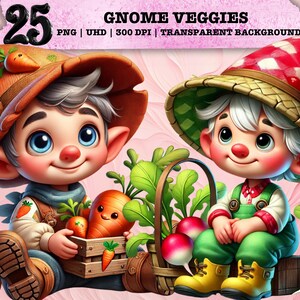 Légumes nain lunatique PNG, Clipart légume mignon, Art nain de jardin, sublimation Cottagecore, thème de la ferme rustique, utilisation commerciale