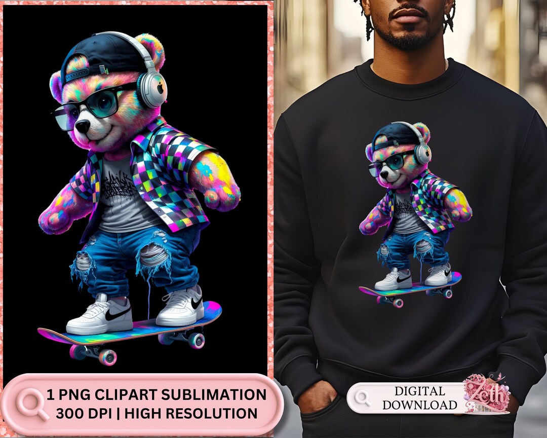 Neon Hiphop Teddy Bear Svg, PNG Clipart Design, Graffiti Hiphop Teddy ...