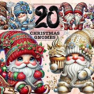 Christmas Gnomes Clipart, Christmas Clipart, Festive Clipart, Christmas PNG, Commercial Use Clipart Transparent PNG Cute Gnomes Christmas