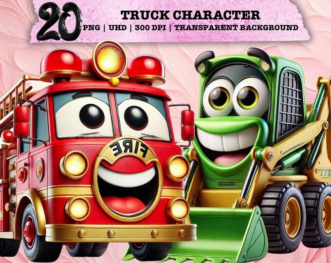 Trucks Clipart - Construction Clip Art, Backhoe, Excavator, Fire Engine ...