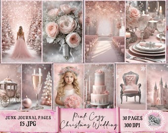 Pink Cozy Wedding Junk Journal Kit, Blush Pink Junk Journal Paper Cozy Junk Journal Printable Page Digital Collage Sheet Instant Download