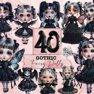 Gothic Fairy Clipart, Halloween Clipart, Seasonal Fairy Clipart, Gothic Fairy Doll PNG, Commercial Use Clipart, Transparent PNG Gothic Doll
