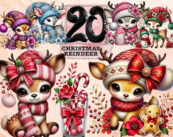 Christmas Cute Reindeer Clipart, Christmas Clipart, Festive Clipart, Christmas PNG, Commercial Use Clipart Transparent PNG Cozy Christmas