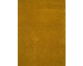 Golden Mustard Area Rug, Ochre Wool Rug, Mid Century Modern Living Room Carpet, Warm Neutral Luxury Rug, Handmade Contemporary Floor Rug