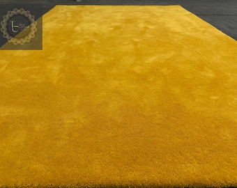 Mustard Yellow Shaggy Rug Fluffy Solid Plush Area Carpet Soft Thick Living Room Bedroom Bohemian Modern Accent Home Decor