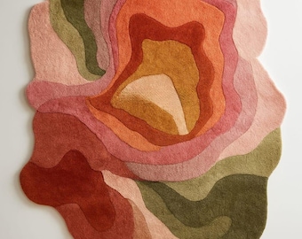 Abstract Organic Shape Rug, Irregular Modern Area Rug, Contemporary Art Rug, Colorful Statement Rug, Handmade Design Carpet