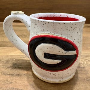 Mug, red and black Georgia, handmade pottery