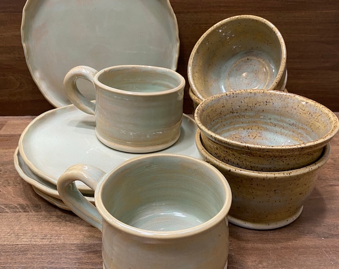 Dinnerware Set, plates, bowls, mugs, handmade pottery