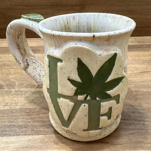Mug, love leaf, handmade pottery