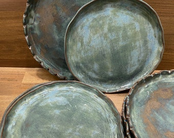 Plate Set, dinner and salad plates, handmade pottery