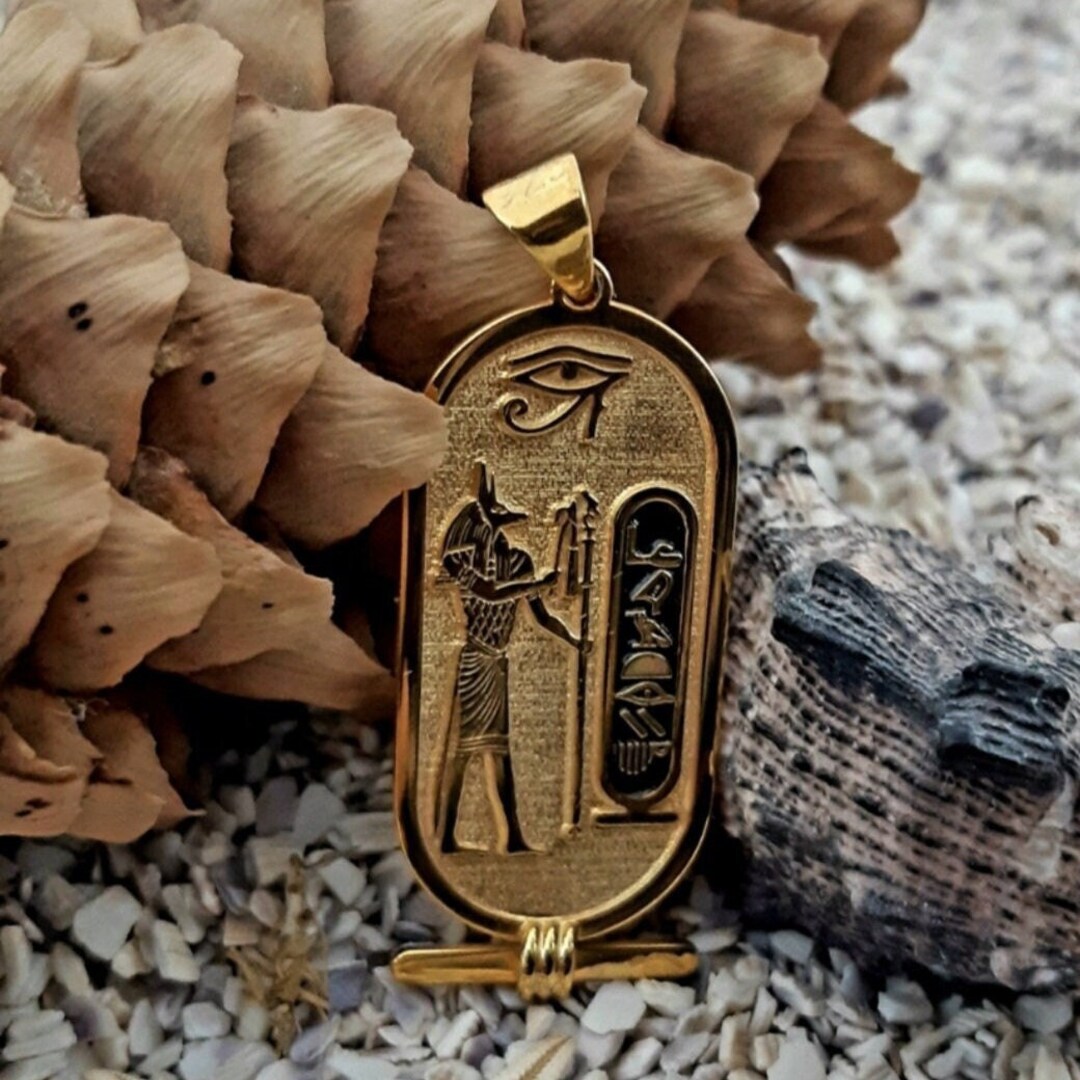 Egyptian Cartouche God Anubis Necklace Hieroglyph Necklace - Etsy