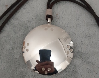 925 sterling silver mirror Mongolia Siberia Asia symbolic protection,Negative reflection Melong Mirror, Tibetan Shaman amulet