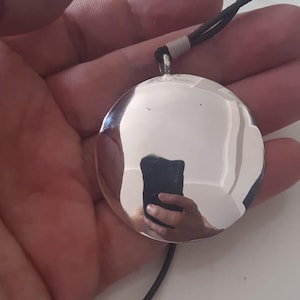 Sterling Silver Melong Mirror Amulet: Mongolian Shaman Protection