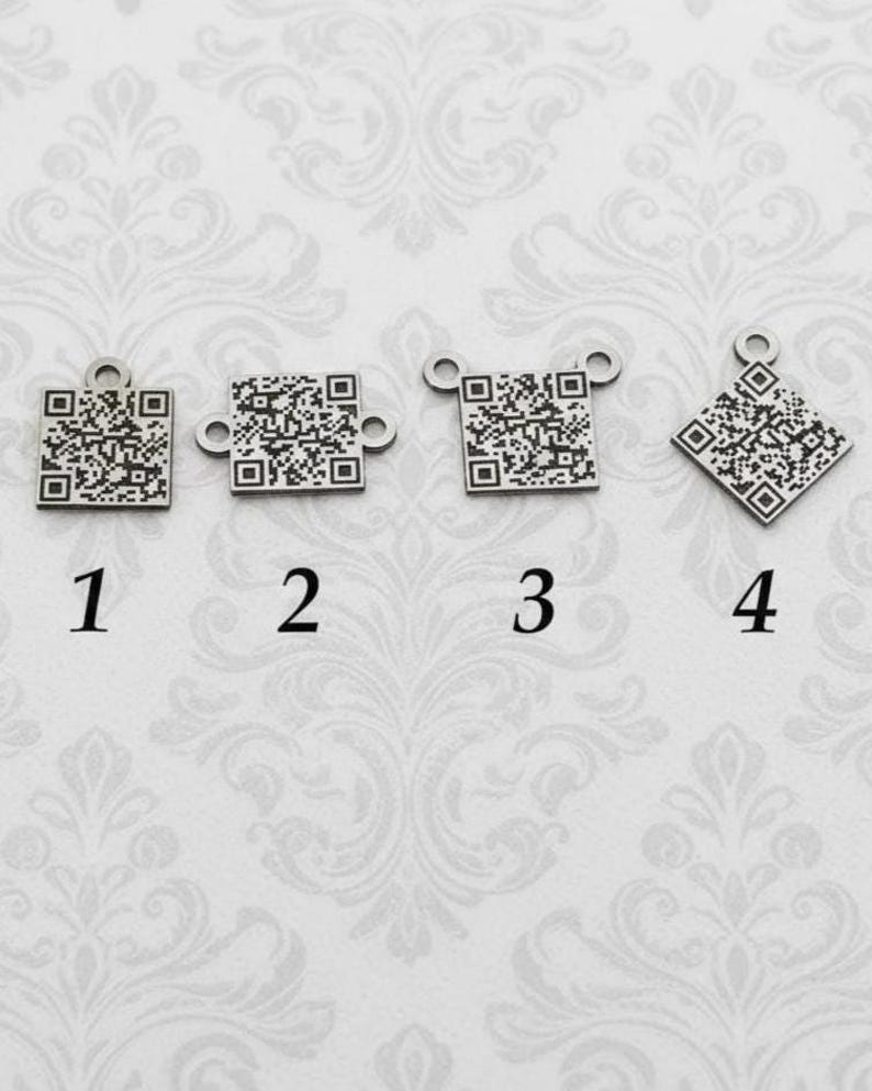 Engraved QR Code Logo Charm, Brass or Alpaca, Custom Brand Tag - Etsy ...