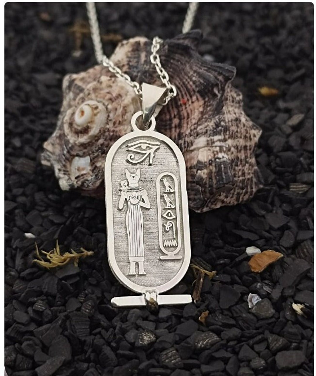 Egyptian Cartouche God Bastet Necklace Hieroglyph Necklace - Etsy