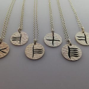 Ogham Initial Sterling Silver Necklace: Hammered Irish Jewelry