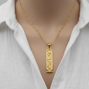 Egyptian Cartouche Necklace, Hieroglyph Necklace Jewelry, Custom Made Necklace, 925 Sterling Silver Egypt Necklace with Name