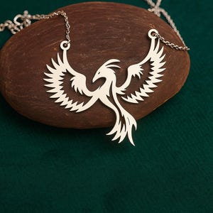 14K Gold Plated Phoenix Necklace, Bird Necklace, Wing Necklace, Elegant Soaring Phoenix Necklace, The immortal bird charm, Summer gift